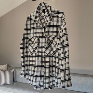 Timing Flannel Shirt, White with Black and Brown Stripes